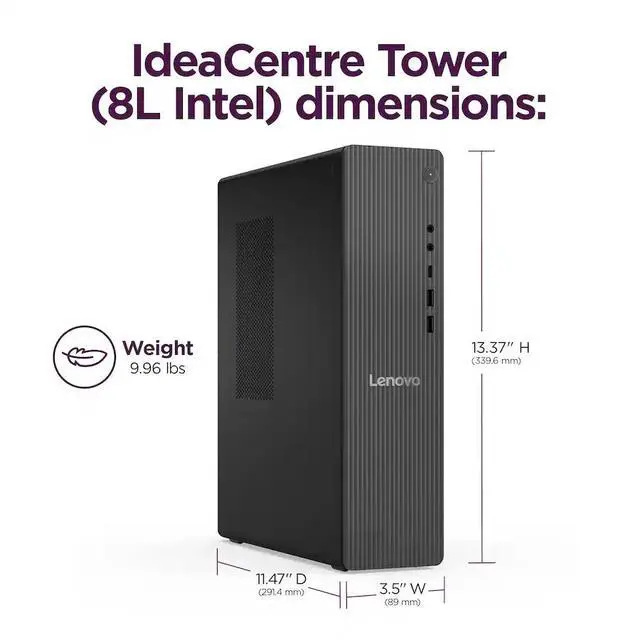 Alt view image 5 of 7 - Lenovo IdeaCentre Tower Business Desktop Intel Core Ultra 7 265 (Beats i7-14700) Intel Graphics 16GB DDR5 RAM 1TB SSD Wi-Fi 6E Bluetooth 5.3 HDMI 2.1 Mouse and Keyboard Copilot AI Windows 11 Home Grey