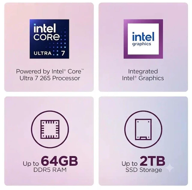 Alt view image 2 of 7 - Lenovo IdeaCentre Tower Business Desktop Intel Core Ultra 7 265 (Beats i7-14700) Intel Graphics 16GB DDR5 RAM 2TB SSD Wi-Fi 6E Bluetooth 5.3 HDMI 2.1 Mouse and Keyboard Copilot AI Windows 11 Pro Grey
