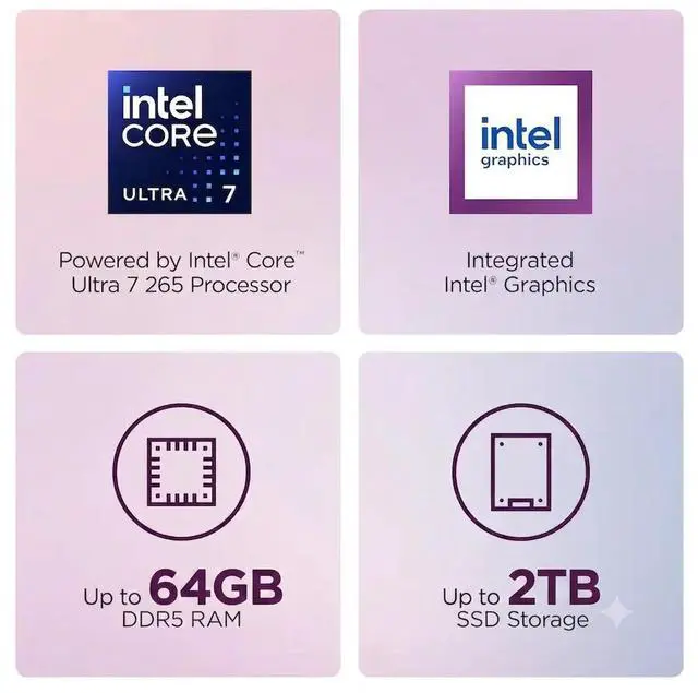 Alt view image 2 of 7 - Lenovo IdeaCentre Tower Business Desktop Intel Core Ultra 7 265 (Beats i7-14700) Intel Graphics 32GB DDR5 RAM 2TB SSD Wi-Fi 6E Bluetooth 5.3 HDMI 2.1 Mouse and Keyboard Copilot AI Windows 11 Pro Grey