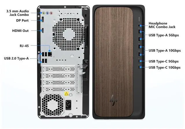 Alt view image 6 of 7 - HP OmniDesk Business AI Desktop M03 Intel Core Ultra 5 225 (Beat Intel i5-14400) Intel Graphics 8GB DDR5 RAM 512GB SSD Keyboard and Mouse Wi-Fi 6 BT 5.4 HDMI DP RJ-45 Windows 11 Pro Black