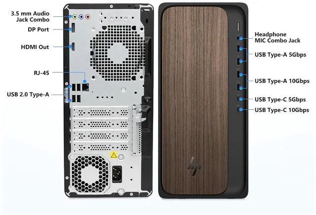 Alt view image 6 of 7 - HP OmniDesk Business AI Desktop M03 Intel Core Ultra 5 225 (Beat Intel i5-14400) Intel Graphics 8GB DDR5 RAM 256GB SSD Keyboard and Mouse Wi-Fi 6 BT 5.4 HDMI DP RJ-45 Windows 11 Pro Black