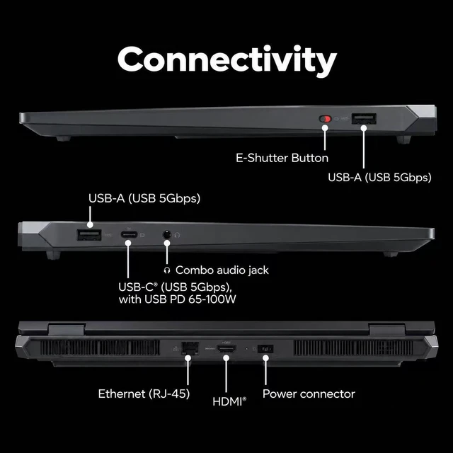 Alt view image 7 of 7 - Lenovo LOQ 15.6" 2K IPS 144Hz Gaming Laptop Intel i7-13650HX NVIDIA GeForce RTX 5060 32GB DDR5 RAM 1TB SSD Backlit KB Wi-Fi 6 HDMI 2.1 Stereo Speakers Copilot+PC Webcam 4-cell Windows 11 Pro Black