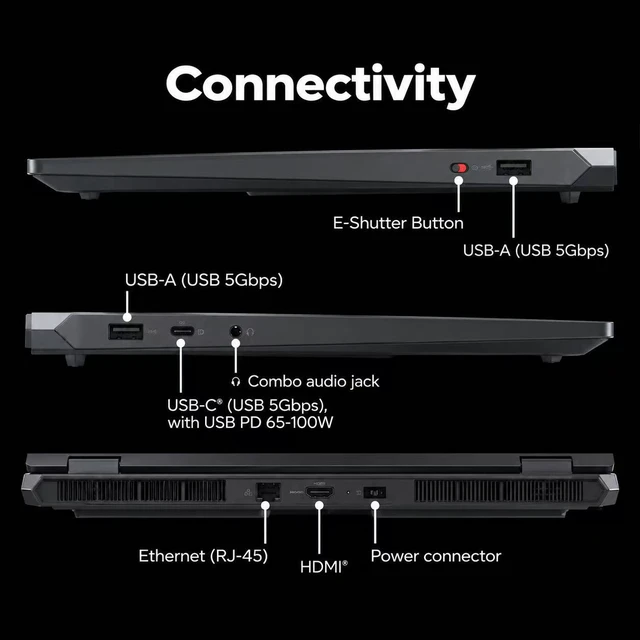 Alt view image 7 of 7 - Lenovo LOQ 15.6" 2K IPS 144Hz Gaming Laptop Intel i7-13650HX NVIDIA GeForce RTX 5060 32GB DDR5 RAM 512GB SSD Backlit KB Wi-Fi 6 HDMI 2.1 Stereo Speakers Copilot+PC Webcam 4-cell Windows 11 Home Black