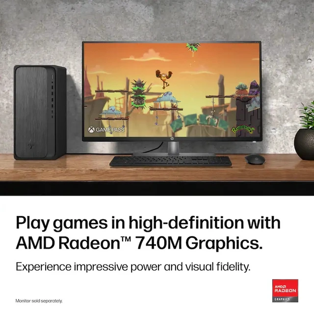 Alt view image 6 of 7 - HP OmniDesk Business Desktop AMD Ryzen 5 8500G (Beats Core Ultra 5 225) AMD Radeon 740M 16GB DDR5 RAM 512GB SSD Wi-Fi 6 BT 5.4 HDMI DP 1.4 Copilot+PC Wireless KB and Mouse Windows 11 Pro Gray Wood