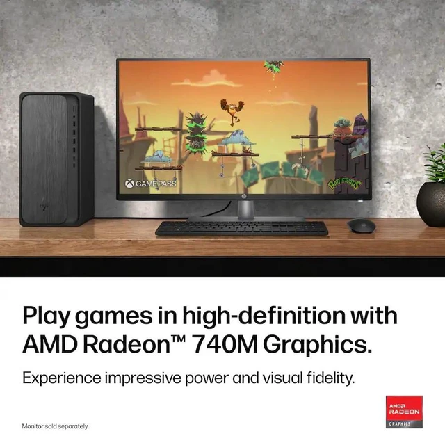 Alt view image 6 of 7 - HP OmniDesk Business Desktop AMD Ryzen 5 8500G (Beats Core Ultra 5 225) AMD Radeon 740M 8GB DDR5 RAM 512GB SSD Wi-Fi 6 BT 5.4 HDMI DP 1.4 Copilot+PC Wireless KB and Mouse Windows 11 Pro Gray Wood
