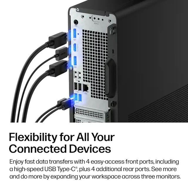 Alt view image 5 of 7 - HP OmniDesk Slim Business Desktop AMD Ryzen 7 7445HS (Beats Ultra 7 155U) 32GB DDR5 RAM 2TB SSD HDMI 2.1 DP 1.4 Wi-Fi 6 BT 5.4 Mouse and KB Copilot+ PC Sup Dual Display Windows 11 Home Meteor Silver