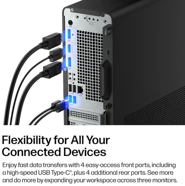 Alt view image 5 of 7 - HP OmniDesk Slim Business Desktop AMD Ryzen 7 7445HS (Beats Ultra 7 155U) 16GB DDR5 RAM 2TB SSD HDMI 2.1 DP 1.4 Wi-Fi 6 BT 5.4 Mouse and KB Copilot+ PC Sup Dual Display Windows 11 Home Meteor Silver