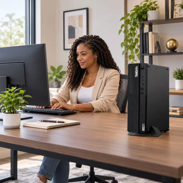 Alt view image 7 of 7 - Lenovo ThinkCentre M75s Gen 5 Business Small Form Factor Desktop AMD Ryzen 7 PRO 8700G AMD Radeon 780M 32GB DDR5 RAM 512GB SSD Wi-Fi 6 BT 5.3 Mouse and KB HDMI 2.1 DP 260W Windows 11 Pro Black