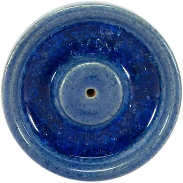 Main image of Ceramic Crystal Incense Holder - Round - Big  (Blue)