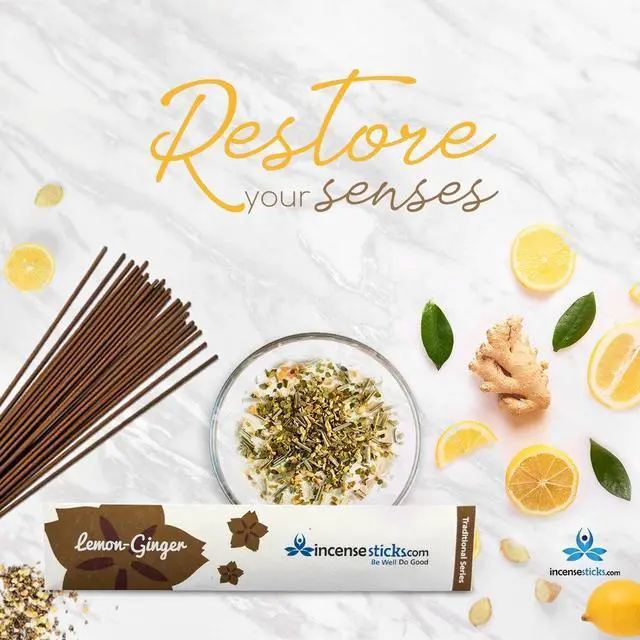 Main image of Lemon Ginger Incense 8" 10 Sticks (2 Packs)