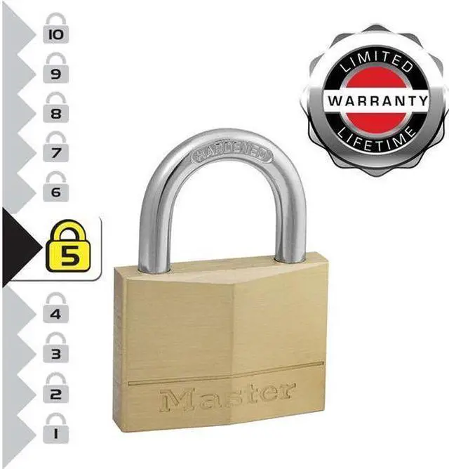 Alt view image 2 of 4 - Master Lock - Solid Brass 50mm Padlock 5-Pin - Keyed Alike x 2