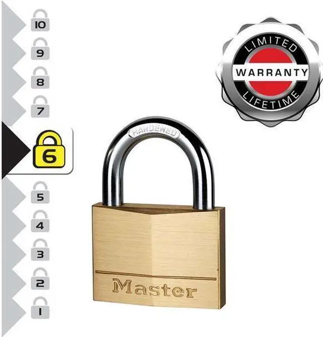 Alt view image 2 of 4 - Master Lock - Solid Brass 60mm Padlock 5-Pin