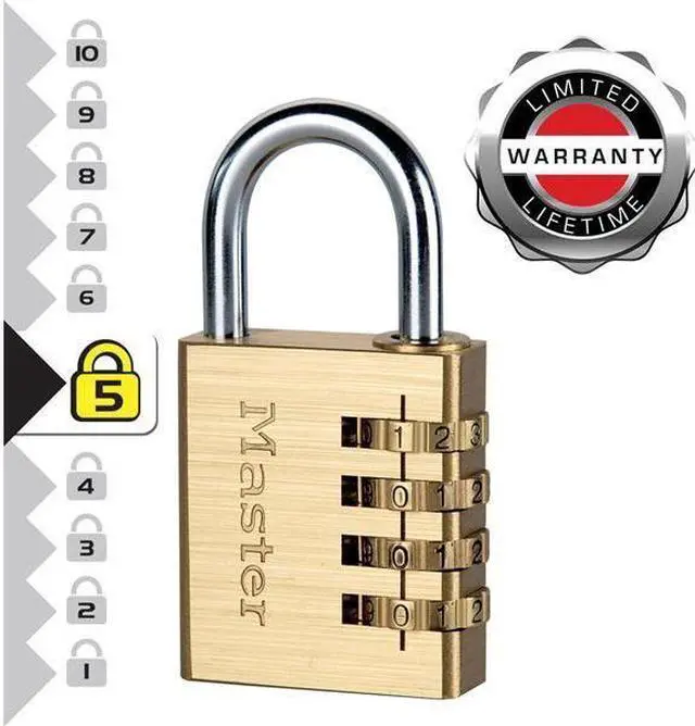 Alt view image 2 of 5 - Master Lock - Brass Finish 40mm 4-Digit Combination Padlock