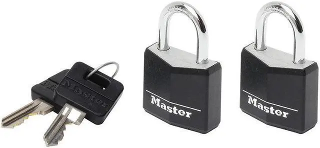 Main image of Master Lock - Aluminium Black Vinyl Cover 20mm Padlock 3-Pin - Keyed Alike x 2