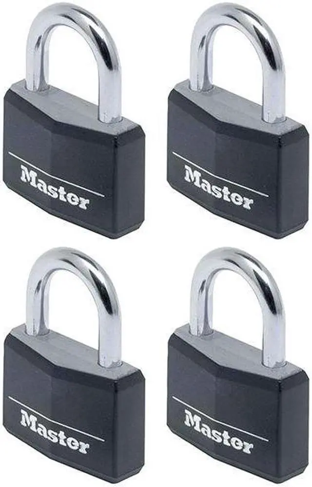 Main image of Master Lock - Aluminium Black Vinyl Cover 40mm Padlock 4-Pin - Keyed Alike x 4