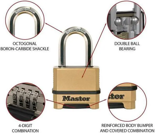 Alt view image 4 of 6 - Master Lock - Excell 4-Digit Combination 50mm Padlock - 38mm Shackle