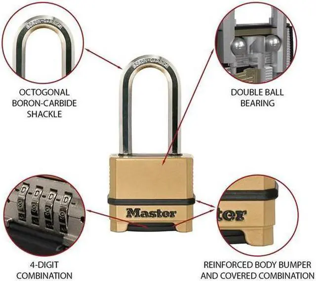 Alt view image 4 of 6 - Master Lock - Excell 4-Digit Combination 50mm Padlock - 51mm Shackle
