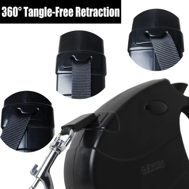 Alt view image 2 of 6 - Heavy Duty Retractable Dog Leash,Likaty 16ft Strong & Durable Walking Leash for S to L Dogs up to 77 lbs Non Slip Grip Leashes for Small Medium Dogs,Black