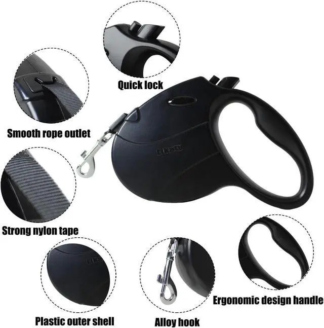 Alt view image 4 of 6 - Heavy Duty Retractable Dog Leash,Likaty 16ft Strong & Durable Walking Leash for S to L Dogs up to 77 lbs Non Slip Grip Leashes for Small Medium Dogs,Black