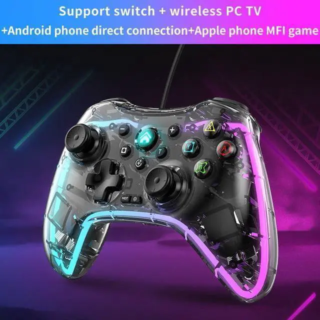 Main image of Wireless Controller for Nintendo Switch, Likaty Joypad for Switch, Compatible with NS OLED/Lite for Kids Gifts, Transparent Black