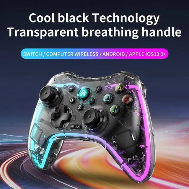 Alt view image 5 of 6 - Wireless Controller for Nintendo Switch, Likaty Joypad for Switch, Compatible with NS OLED/Lite for Kids Gifts, Transparent Black