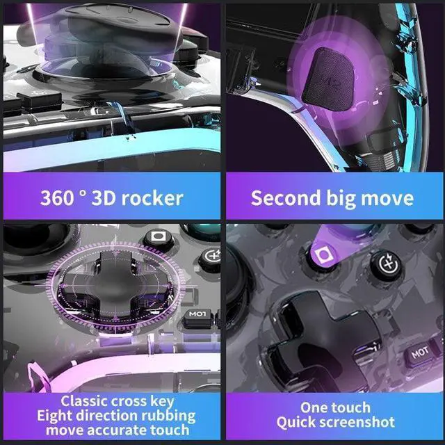 Alt view image 2 of 6 - Wireless Controller for Nintendo Switch, Likaty Joypad for Switch, Compatible with NS OLED/Lite for Kids Gifts, Transparent Black