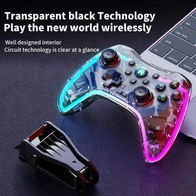 Alt view image 4 of 6 - Wireless Controller for Nintendo Switch, Likaty Joypad for Switch, Compatible with NS OLED/Lite for Kids Gifts, Transparent Black