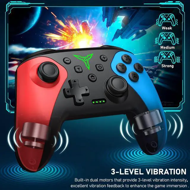 Alt view image 3 of 7 - Wireless Controller for Nintendo Switch, Likaty Joypad Compatible with Switch OLED/Lite/ Gamepad Accessories, Switch Pro Controller with Programming Motion Control Vibration