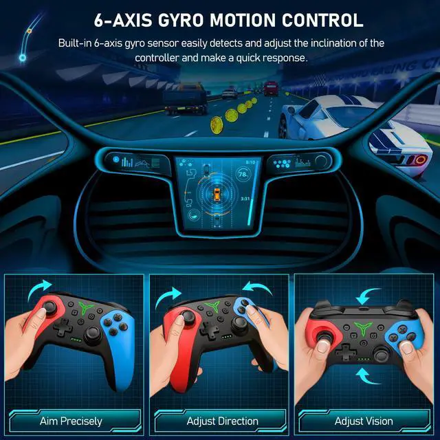 Alt view image 5 of 7 - Wireless Controller for Nintendo Switch, Likaty Joypad Compatible with Switch OLED/Lite/ Gamepad Accessories, Switch Pro Controller with Programming Motion Control Vibration