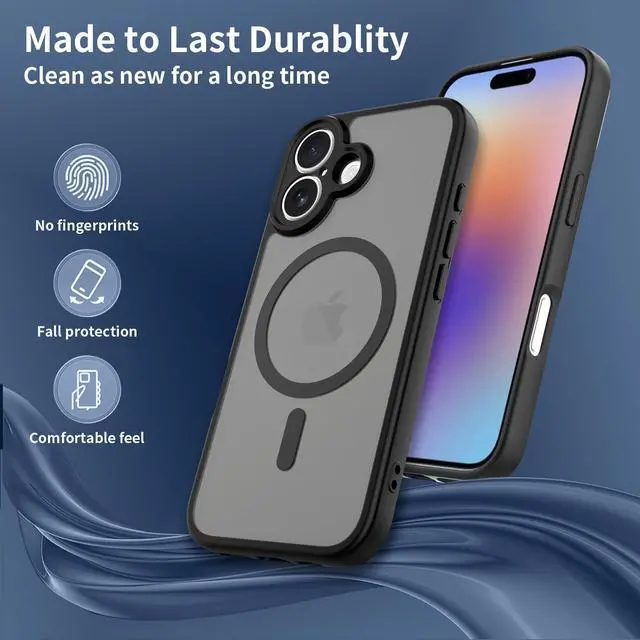 Alt view image 4 of 6 - Case for iPhone 17,Full Covered Camera Protection Magnetic Shockproof Slim Case Drop Proof Durable Protective Cover - Black