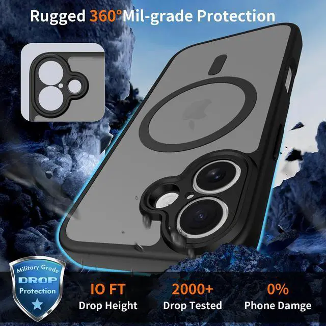 Alt view image 3 of 6 - Case for iPhone 17,Full Covered Camera Protection Magnetic Shockproof Slim Case Drop Proof Durable Protective Cover - Black