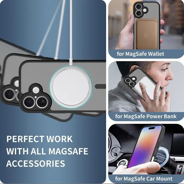 Alt view image 5 of 6 - Case for iPhone 17,Full Covered Camera Protection Magnetic Shockproof Slim Case Drop Proof Durable Protective Cover - Black