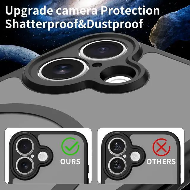 Alt view image 6 of 6 - Case for iPhone 17,Full Covered Camera Protection Magnetic Shockproof Slim Case Drop Proof Durable Protective Cover - Black