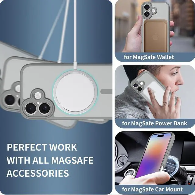 Alt view image 5 of 6 - Case for iPhone 17,Full Covered Camera Protection Magnetic Shockproof Slim Case Drop Proof Durable Protective Cover - Gray