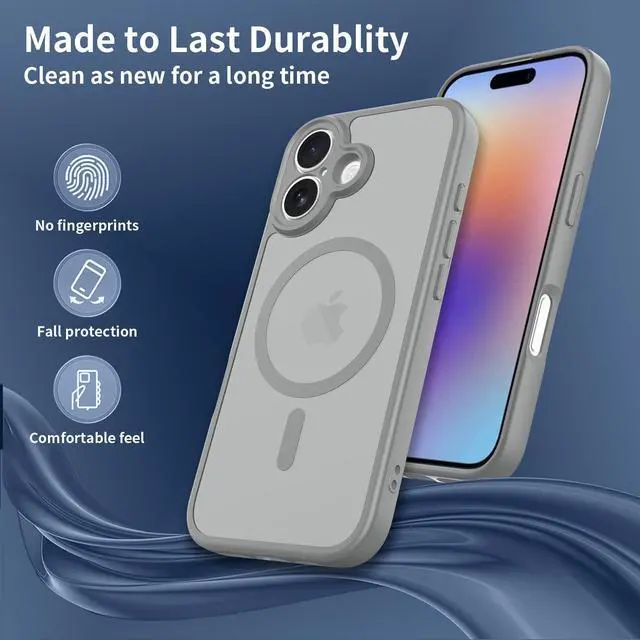 Alt view image 4 of 6 - Case for iPhone 17,Full Covered Camera Protection Magnetic Shockproof Slim Case Drop Proof Durable Protective Cover - Gray