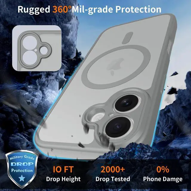 Alt view image 3 of 6 - Case for iPhone 17,Full Covered Camera Protection Magnetic Shockproof Slim Case Drop Proof Durable Protective Cover - Gray