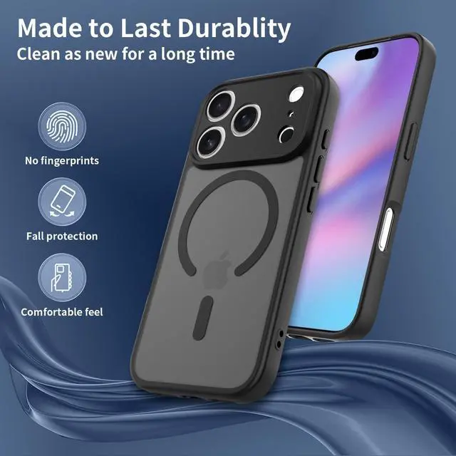 Alt view image 4 of 7 - Case for iPhone 17 Pro,Full Covered Camera Protection Magnetic Shockproof Slim Case Drop Proof Durable Protective Cover - Black