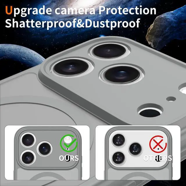 Alt view image 6 of 7 - Case for iPhone 17 Pro,Full Covered Camera Protection Magnetic Shockproof Slim Case Drop Proof Durable Protective Cover Gray