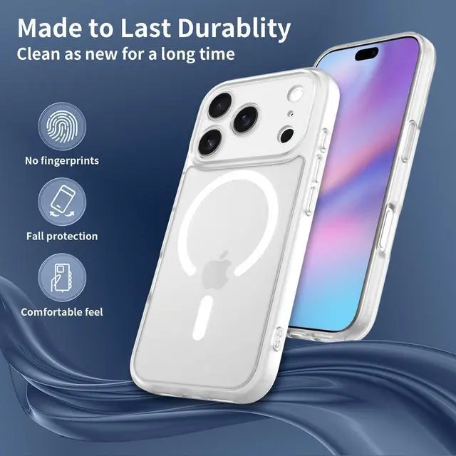 Alt view image 4 of 6 - Case for iPhone 17 Pro,Full Covered Camera Protection Magnetic Shockproof Slim Case Drop Proof Durable Protective Cover Clear