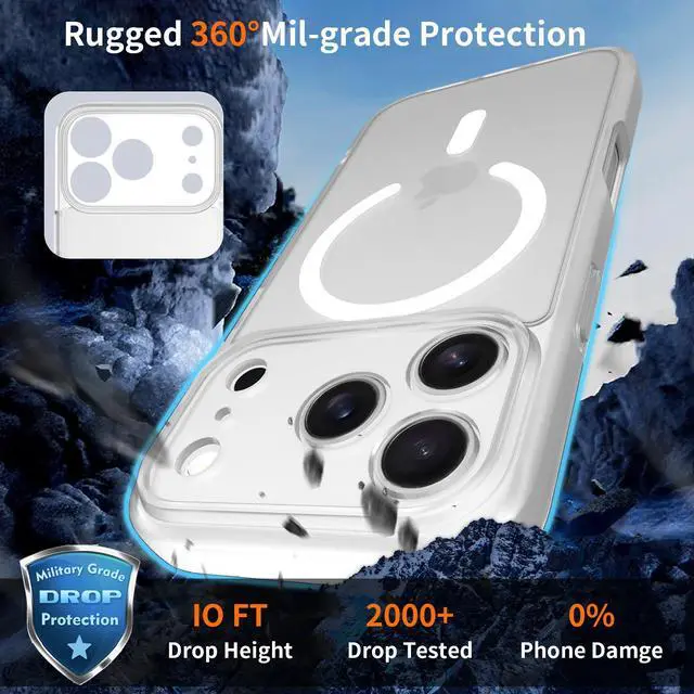 Alt view image 3 of 6 - Case for iPhone 17 Pro,Full Covered Camera Protection Magnetic Shockproof Slim Case Drop Proof Durable Protective Cover Clear