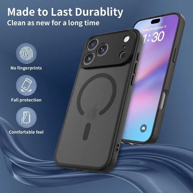 Alt view image 4 of 6 - Case for iPhone 17 Pro Max,Full Covered Camera Protection Magnetic Shockproof Slim Case Drop Proof Durable Protective Cover - Black