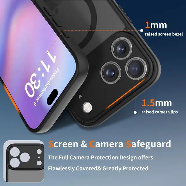 Alt view image 2 of 6 - Case for iPhone 17 Pro Max,Full Covered Camera Protection Magnetic Shockproof Slim Case Drop Proof Durable Protective Cover - Black