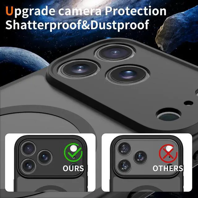 Alt view image 6 of 6 - Case for iPhone 17 Pro Max,Full Covered Camera Protection Magnetic Shockproof Slim Case Drop Proof Durable Protective Cover - Black