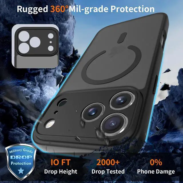 Alt view image 3 of 6 - Case for iPhone 17 Pro Max,Full Covered Camera Protection Magnetic Shockproof Slim Case Drop Proof Durable Protective Cover - Black