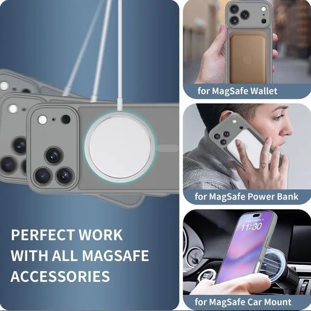 Alt view image 5 of 6 - Case for iPhone 17 Pro Max,Full Covered Camera Protection Magnetic Shockproof Slim Case Drop Proof Durable Protective Cover - Gray