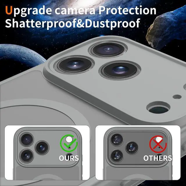 Alt view image 6 of 6 - Case for iPhone 17 Pro Max,Full Covered Camera Protection Magnetic Shockproof Slim Case Drop Proof Durable Protective Cover - Gray