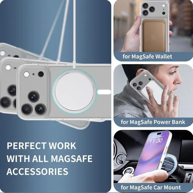 Alt view image 5 of 6 - Case for iPhone 17 Pro Max,Full Covered Camera Protection Magnetic Shockproof Slim Case Drop Proof Durable Protective Cover - Clear