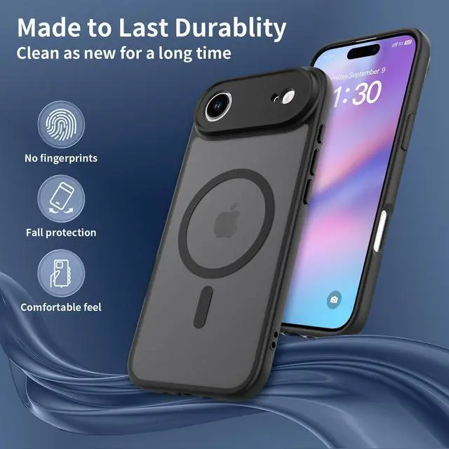 Alt view image 4 of 6 - Case for iPhone 17 Air,Full Covered Camera Protection Magnetic Shockproof Slim Case Drop Proof Durable Protective Cover - Black