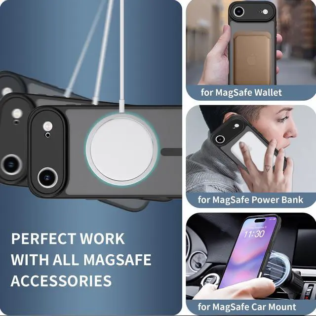 Alt view image 5 of 6 - Case for iPhone 17 Air,Full Covered Camera Protection Magnetic Shockproof Slim Case Drop Proof Durable Protective Cover - Black