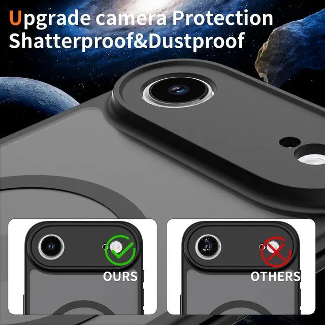 Alt view image 6 of 6 - Case for iPhone 17 Air,Full Covered Camera Protection Magnetic Shockproof Slim Case Drop Proof Durable Protective Cover - Black